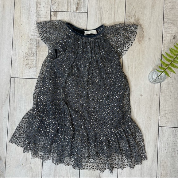 ZARA Girls Cheetah Sparkle Print Party Dress Size 5 - Picture 3 of 9